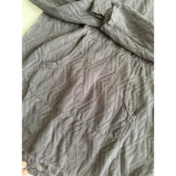 Sheer Hooded Lightweight Knit Tunic Pockets & Geometric Pattern  M Whimsigoth - Picture 10 of 11